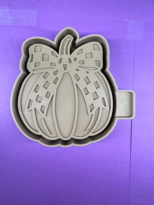Checkered bow pumpkin